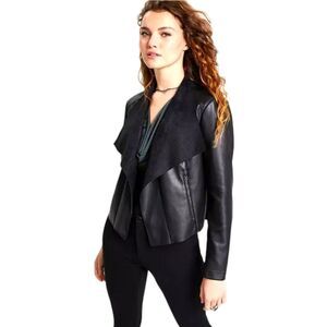 BAR III Women's Faux Leather- Flyaway Jacket Size PL/LGE